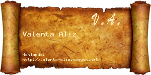 Valenta Aliz névjegykártya